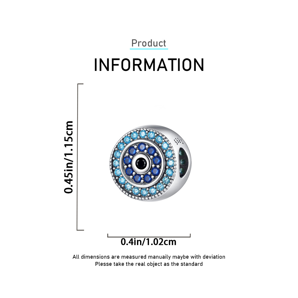 925 Sterling Silver Evil Eye Beads, Protective Gift